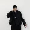 دعاوى الرجال M-XL 2023 Four Season شخصية مكون من قطعتين للملابس للملابس الأزياء الكورية مرتفعة شارع السترات القصيرة بدلة فضفاضة