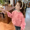 Pullover Baby Girls Autumn and Winter O-neck Knitted Sweaters Winter Baby Girls Clothes Long Sleeve Sweet Cute Pullover Kids Knitwear Top 231212