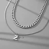 Kettingen Dubbellaags Paar Ketting Mannen Titanium Staal Koreaanse Stijl Sleutelbeenketting Cubaanse Letter270G