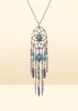 Vintage Dream Catcher Necklace Tassel Feather Turquoise Bohemian Style Long Sweater Chain Charm Jewely Xmas Gifts 12pcs21026820249