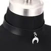 Choker czarny skórzany księżyc Naszyjnik Goth Clar Crescent Gothic Jewelry Costume for Women Akcesoria