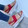 Sandaler svart kil kvinnor sommarskor lätt plattform kvinna mode kik tå pvc design kilar sandalias femininas