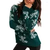 Maglioni da donna 2023 Dolcevita invernale a maniche lunghe T-shirt in maglione di lana lavorato a maglia stampato natalizio