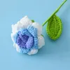 Dekoratif çiçekler yaratıcı el yapımı bitmiş tığ işi iplik ebedi çiçek yavaş yavaş değişen renk sivri gül simülasyon buket 9cmx40cm