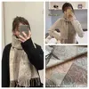 Old Flower Wool Cashmere Scarf Women's Checkerboard Autumn and Winter Thickened Warm Shawl Classic Jacquard Fringe Scarf