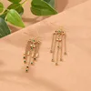 Dangle Earrings Auspicious Clouds Tassel For Women Ancient Gold Craft Vintage Green Crystal Drop Earings Court Style Jewelry