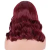 Cosplay Wigs Burgundy Burg short curly Synthetic wig women's front lace wig water ripple synthetic fiber full head cover 231211