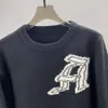 мужской свитер Модный европейский шерстяной свитер с длинными рукавами и жаккардовым буквенным принтом, вязаный топ унисекс