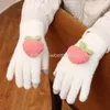 Gants de fruits mignons pour femmes, gants d'hiver en peluche, épais et chauds, gants à doigts complets, mitaines décontractées à la mode, accessoires d'hiver