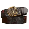 Belts 2023 Vintage Automatic Buckle Men's Cow Leather Belt National Style Personalized Trouser