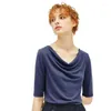 Blouses Femmes 2024 Femmes Demi-manches T-shirt Modal Cotton Candy Couleur Tops Slim Élégant Office Lady Chemises de base