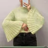 Women's Sweaters Cropped For Women Flare Sleeve Knitted O-neck Pullovers Lady Sexy Casual Tops Female Streetwear Crop Knit