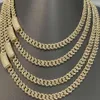 Hiphop rapper Cuban Link 8mm 10 mm Dubbele rij Moissanite Iced Out Chain Necklace