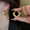 Boucles d'oreilles créoles élégantes en maille de cristal, boucle d'oreille en forme de cœur pour femmes, tempérament Simple, bijoux doux