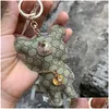 Porte-clés animaux mignons porte-clés en cuir PU Esign ours chaînes de charme pour voitures cristal strass pendentif porte-sac bijoux goutte livrer Dhsw2