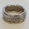 Cluster Rings Luxury Vintage Mens Antique Handmade Coin Silver Color Dollar 1893 Carved Different Time Punk Ring Classic Specie Jewelry