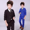 Ternos outono e inverno crianças blazer terno meninos britânico flor vestido infantil meninos colete três peças terno 230906