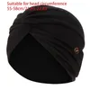 Berets mulheres torção turbante gorro para lenço de cabeça quimio boné botões pré-amarrado muçulmano hijab