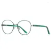 Solglasögon Fashion Product Glasses Women's Round Anti Blue Personlig Multi Color Metal Eyeglass Frame Business Office