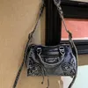 Evening Bags Moto & Biker For Women Luxury Designer Handbags And Purse 2024 In Denim Vintage Distressed Splicing Top Handle Shoulder