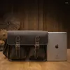 Pastas simples natureza vintage cavalo louco bolsa de ombro couro genuíno negócio grande capacidade maleta crossbody mensageiros