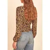 Camicette da donna Top Donna 2023 Camicia a maniche lunghe con bottoni Camicetta sexy con scollo a V profondo con stampa leopardata Camicie aderenti aderenti alla moda