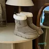 Designer Curly Sherpa Fur Boots Women Double Buckle Winter Snow Ski Booties Slip On Suede Sheepskin Ankle Short Mini Platform Shoes