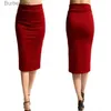 Skirts Skinny Pencil Skirt Women Fe High Waist Mid-Calf Skirts Plus Size Fashion Ladies Office Stretch Bodycon Midi SkirtL231212