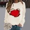 Dames Hoodies Modieus Ronde hals Informeel Valentijnsdag Liefde Print Lange mouw Top Sweatshirt Joggingpakken Dames Petite Binding