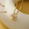 Pendant Necklaces Creative Gold Plated Delicate Zircon Cute Dog Geometric Necklace For Women Trendy Simple Charm Star Jewelry