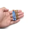 Hänge halsband natursten cylindrisk form halsband blå transparent helande smycken rostfritt stål män