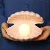 Luci notturne Luce conchiglia in ceramica Lampada perla Decorazione camera da letto Casa Comodino Regalo per ragazza