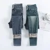 Jeans para mujer Felpa Estiramiento Lady Flaco Espesar Mujeres Pantalones de mezclilla Térmico Alto Cintura Invierno Nieve Cálido