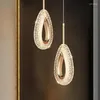 Pendant Lamps Nordic Luxury Crystal Chandelier Bedhead Restaurant Dining Table High End LED Lamp Home Interior Decor Hanging Lighting