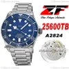 ZF V5 25500 A2824 TITANIUM Automatisk herrklocka 42mm keramisk Bezel Blue Dial White Markers Titaniums Armband Super Edition Watche246x