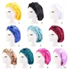 BERETS PURE Color Chemo Caps Hair Care Ladies Cover Elastic Band Hat Silky Headwrap Night Sleeping Cap Satin Bonnets