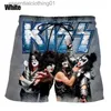 Shorts masculins Love Gun Band Beach Shorts Men Hard Rock Hard Rock 3D Print Borst Shorts de maillot de bain Homme 2023 Swim Trunks Hip Hop Kids Ice Shorts L231212