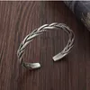 Bangle Simple Stainless Steel Twisted Woven Bracelet For Men Silver Color Cross Opening Wrist Cuff Unisex Exquisite Jewelry