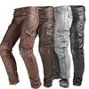 Pantalons pour hommes Hommes en cuir véritable véritable peau de vache naturelle peau de vache Harem pantalon moto motard imperméable coupe-vent marque masculine