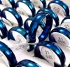 Whole 50pcs Blue 6mmウェディングバンドリングコンフォートフィット男性女性ステンレススチールリング男性女性ファッションクラシックジュエリー5440772