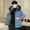 Jaquetas masculinas com capuz gola de pele casaco 2023 inverno velo engrossado jaqueta quente moda tendência casaco streetwearmen casual parkas 231212