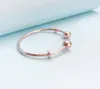 Dames roségouden open bangle armband echte sterling zilveren bruiloft designer sieraden met originele winkelbox voor charmes armbanden set5083212