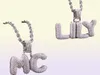 AZ nombre personalizado letras pequeñas collares colgante encanto Men039s circón joyería de Hip Hop con cadena de cuerda de plata dorada de 4MM 62662364617644