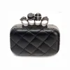 Neue Mode Frau Leder Abend Kupplung Handtaschen Gruselige Schädel Ringe Handtasche Halloween Party Kette Schulter Tasche Plaid Geldbörse XA219305v