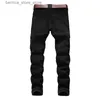 Men's Jeans Nouveau Style de mode plissé moto Biker Denim jean hommes élastique mince multi-poches pantalons décontractés Streetwear hommes pantalon Q231213