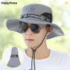 Mode sommar hink hatt sol hattar för män utomhus fiske resor safari uv skydd strand hattar mesh andningsbar bred grim hatt 222297