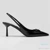 Designer - Dress Shoes sandal high heels low heel Black leather slingback pumps black white patent leathers 35-42