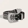 Riemen Zwart/Wit Strass Riem Voor Motorliefhebbers Verstelbare Cowboy Cowgirl Tieners Rock Fans Tailleband Groothandel