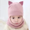 Basker baby vinter hattar halsduk set unisex spädbarn småbarn barn hatt flickor öronflap hoodie halsdukar mössa skalle mössor söta skidor