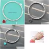 Beaded Ms S925 Pure Sier Enamel Classic Heart-Shaped Tags 4 M Bead Bracelet With America And Europe Pop Woman Holiday Drop Delivery Je Dhlpm